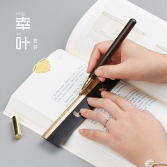 红木签字笔商务创意套装 高档商务男士定制金属书签直尺宝珠笔礼品定制